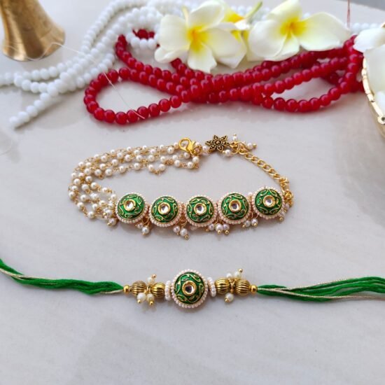 Handcrafted Rakhi for Raksha Bandhan 2024 (Green Pair)