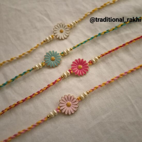 Flower pendent Rakhi Multi color (1pcs)