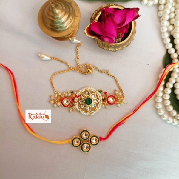 Kundan & Pearl Bhaiya Bhabhi Rakhi Set - Image 3