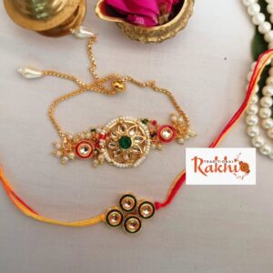 Kundan & Pearl Bhaiya Bhabhi Rakhi Set