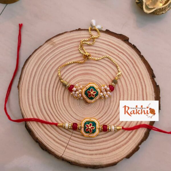 Enamel Square Bhaiya Bhabhi Rakhi Set - Image 2