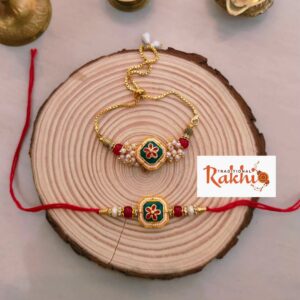 Enamel Square Bhaiya Bhabhi Rakhi Set