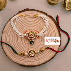 Elegant Pearl Bhaiya Bhabhi Rakhi Set