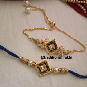 Elegant Square Charm Bhaiya Bhabhi Rakhi Set