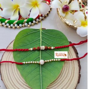 Traditional Rudraksha & Classic Rakhi Set (Pair Price)