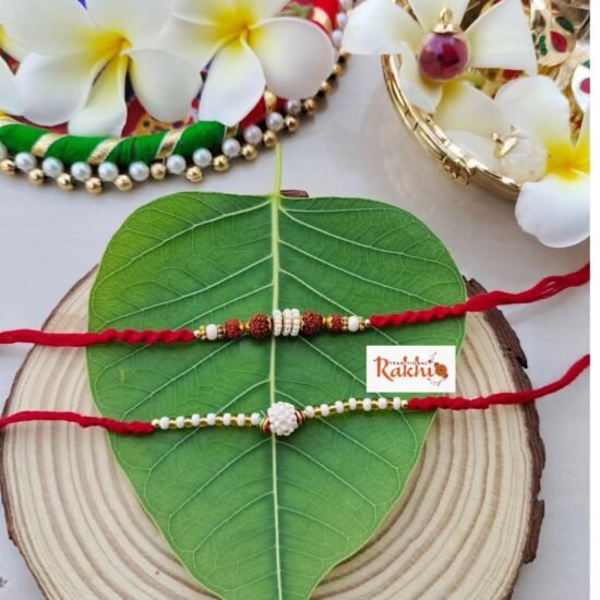 Traditional Rudraksha & Classic Rakhi Set (Pair Price)