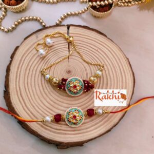 Vibrant Enamel Bhaiya Bhabhi Rakhi Set