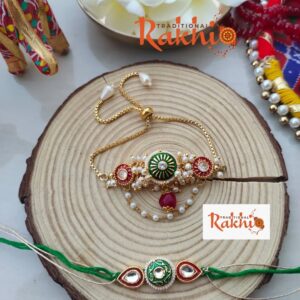 Traditional Kundan Bhaiya Bhabhi Rakhi Set