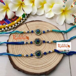 Blue Peacock Eye Rakhi Set (1Pcs)