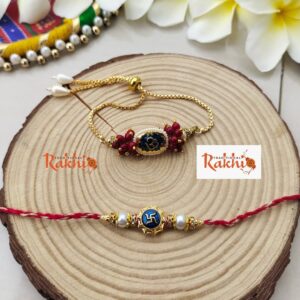 Auspicious Swastika Bhaiya Bhabhi Rakhi Set
