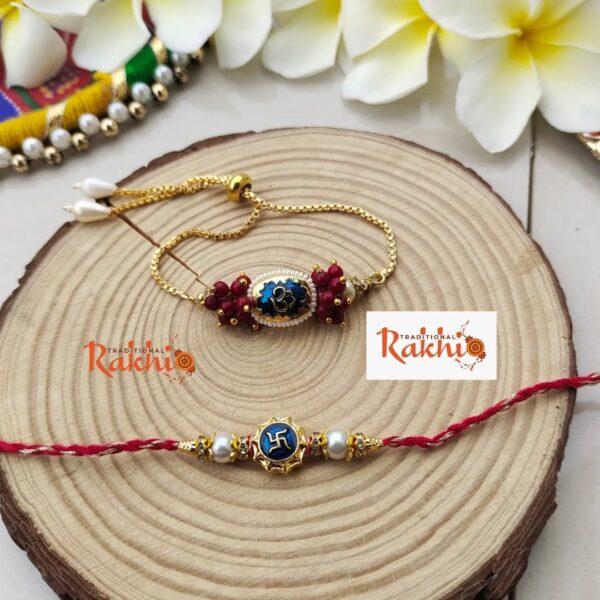 Auspicious Swastika Bhaiya Bhabhi Rakhi Set - Image 4