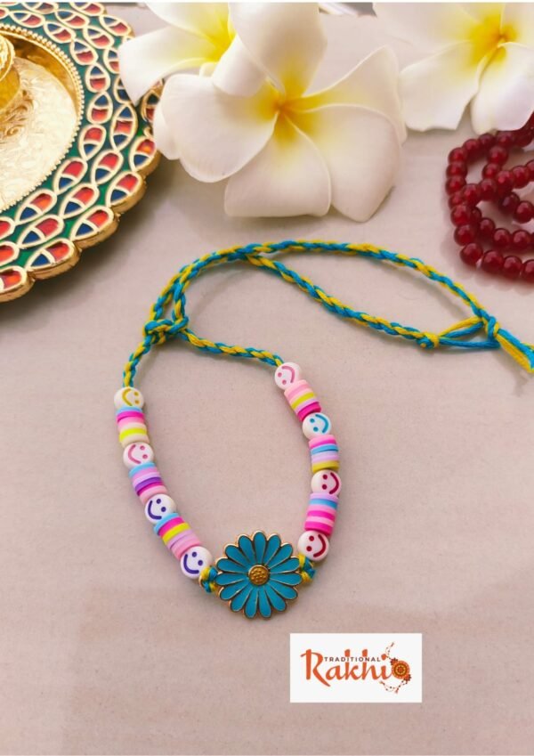 Cheerful Kids Smiley & Blue Flower Rakhi for Brothers and Kids