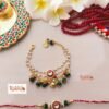 Luxurious Polki & Emerald Inspired Premium Couple Rakhi Set - Bhabhi Bracelet & Bhai Rakhi