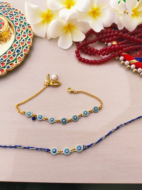 Trending Evil Eye Couple Rakhi Set - Modern Protection for Bhai & Bhabhi - Image 2
