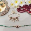 Elegant Lotus Kundan & Pearl Couple Rakhi Set - Handcrafted for Bhabhi & Bhai - Image 2