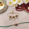 Elegant Lotus Kundan & Pearl Couple Rakhi Set - Handcrafted for Bhabhi & Bhai - Image 5