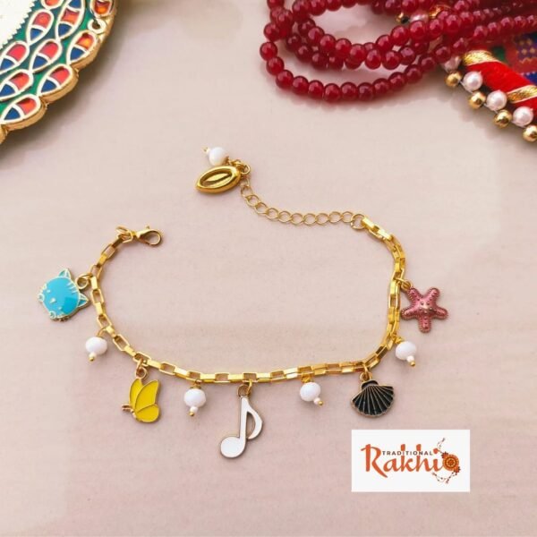 Chic Charm Bracelet Rakhi for Bhabhi & Sister | Modern Lumba Rakhi - Image 5