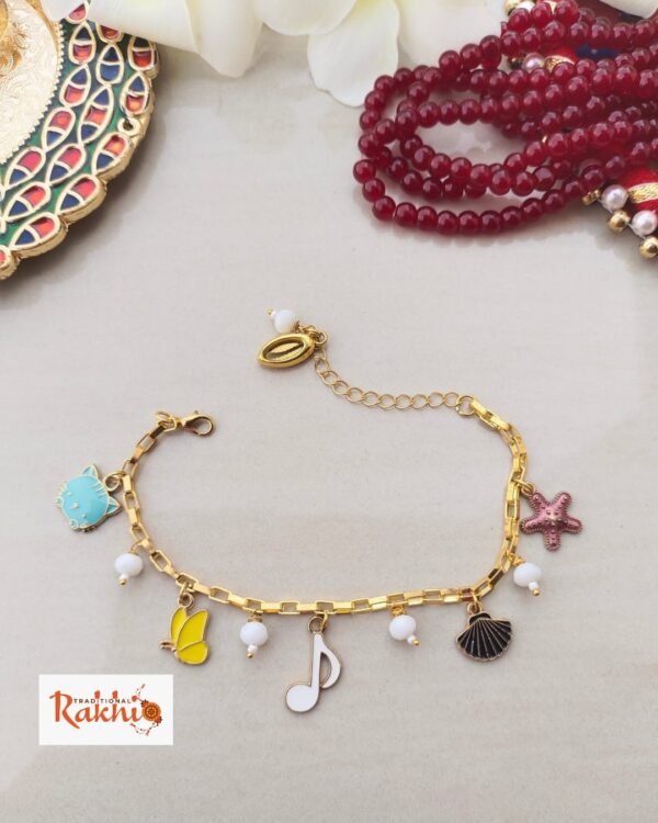Chic Charm Bracelet Rakhi for Bhabhi & Sister | Modern Lumba Rakhi - Image 6