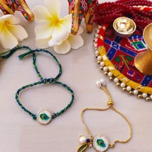 Trending Peacock Style Couple Rakhi Set - Handcrafted for Everlasting Bonds