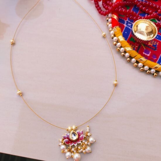 Exquisite Handcrafted Lotus Charm Chain Necklace - Artisan Gold-Plated Jewellery