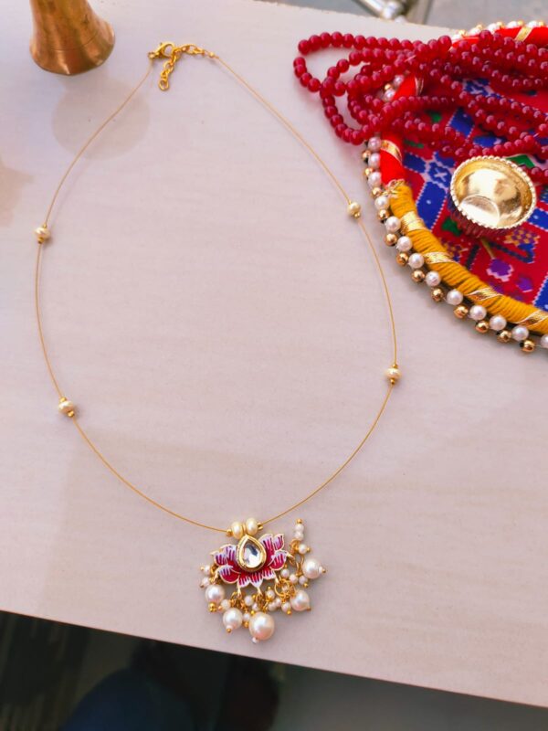 Exquisite Handcrafted Lotus Charm Chain Necklace - Artisan Gold-Plated Jewellery