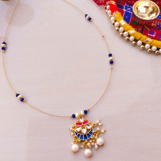 Vibrant Handcrafted Meenakari & Pearl Chain Necklace - Artisan Gold-Plated Jewellery