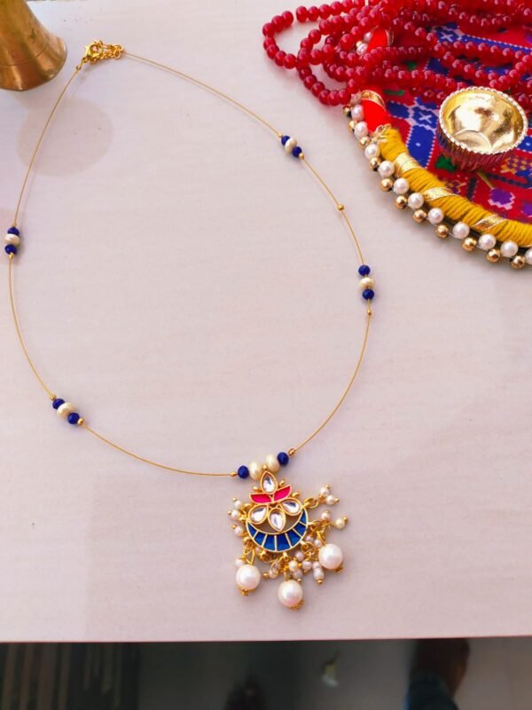 Vibrant Handcrafted Meenakari & Pearl Chain Necklace - Artisan Gold-Plated Jewellery
