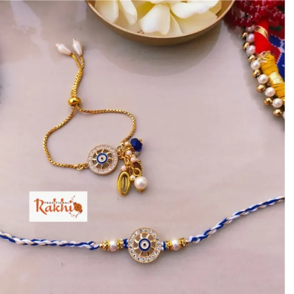 Evil Eye Charm Bhaiya Bhabhi Rakhi Set | Protective & Stylish - Image 3