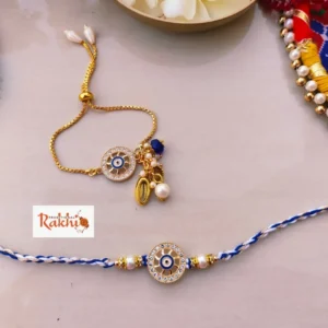 Evil Eye Charm Bhaiya Bhabhi Rakhi Set | Protective & Stylish