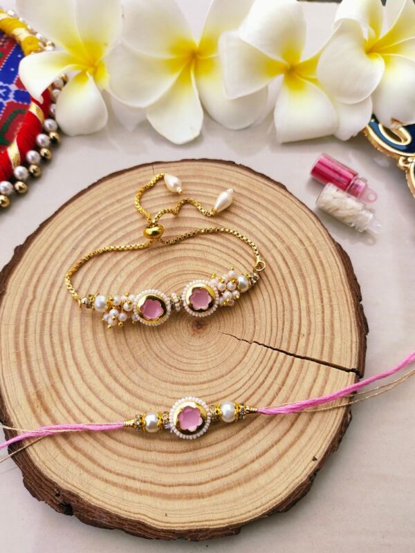 Pink Elegance Bhaiya Bhabhi Rakhi Set - Image 2