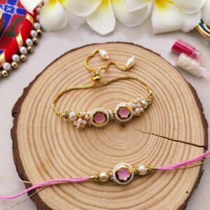 Pink Elegance Bhaiya Bhabhi Rakhi Set