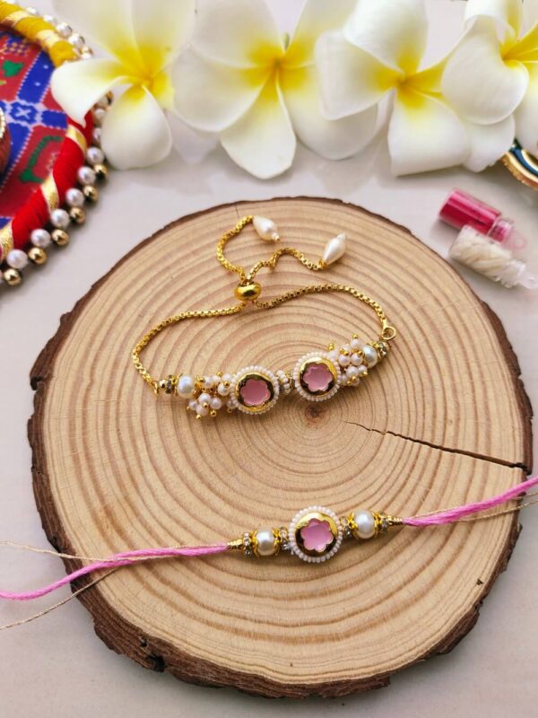 Pink Elegance Bhaiya Bhabhi Rakhi Set