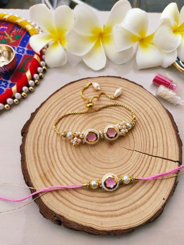 Pink Elegance Bhaiya Bhabhi Rakhi Set - Image 4