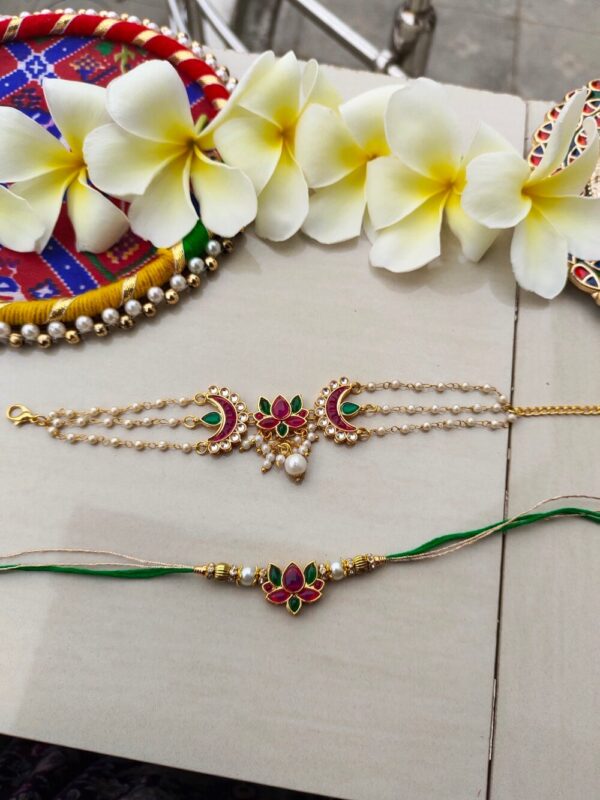 Royal Lotus & Crescent Bhaiya Bhabhi Rakhi Set - Image 2