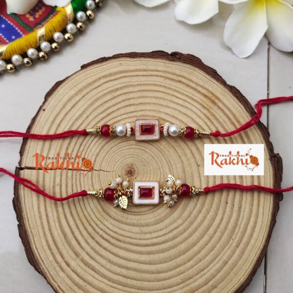 Red Accent Square Rakhi Set - Image 2