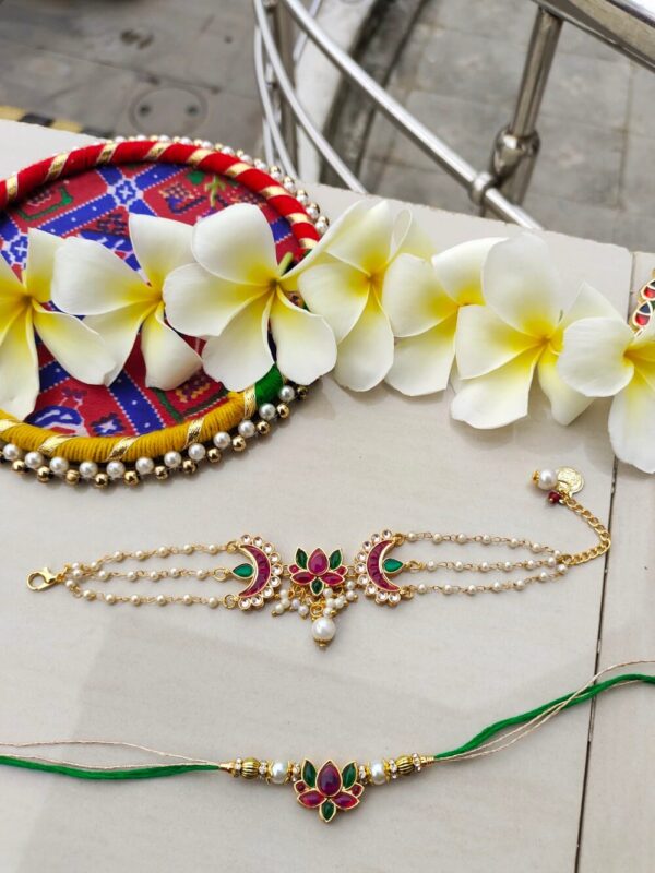 Royal Lotus & Crescent Bhaiya Bhabhi Rakhi Set - Image 3
