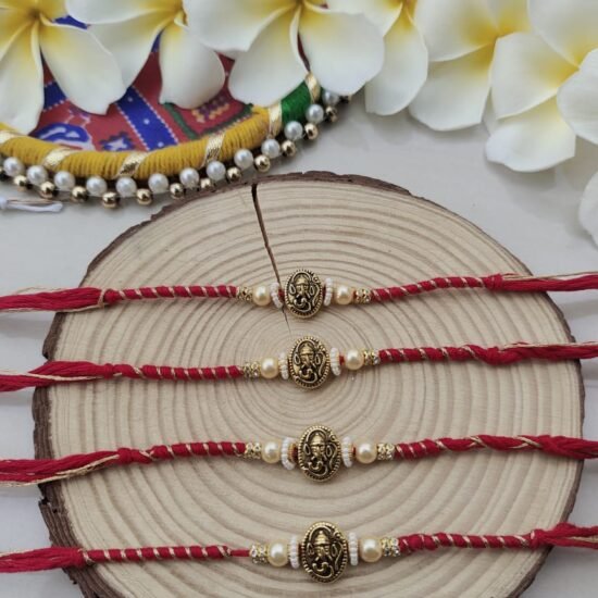 Divine Ganesha Pearl Rakhi Set (1Pcs)