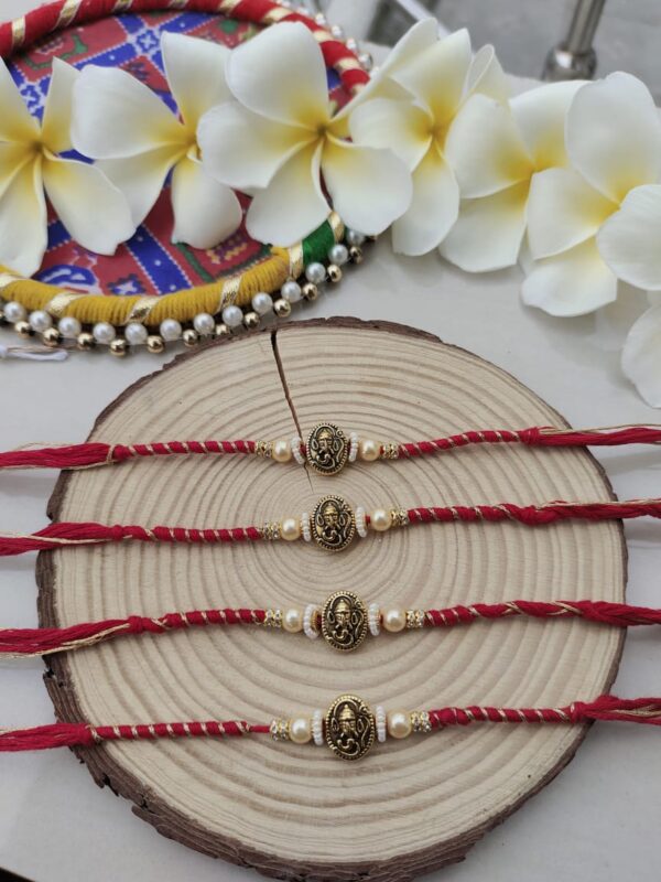 Divine Ganesha Pearl Rakhi Set (1Pcs) - Image 2