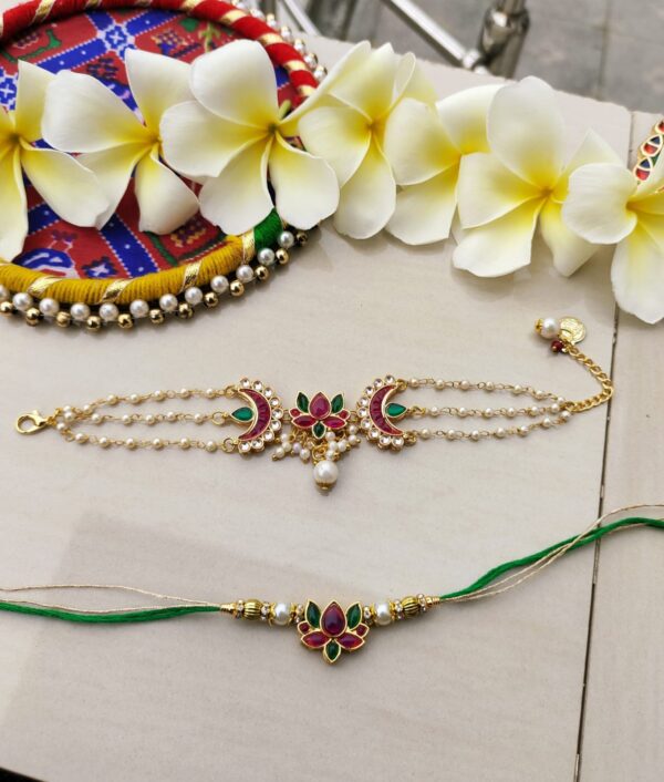 Royal Lotus & Crescent Bhaiya Bhabhi Rakhi Set
