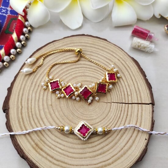 Regal Red Diamond Bhaiya Bhabhi Rakhi Set