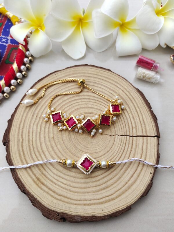 Regal Red Diamond Bhaiya Bhabhi Rakhi Set