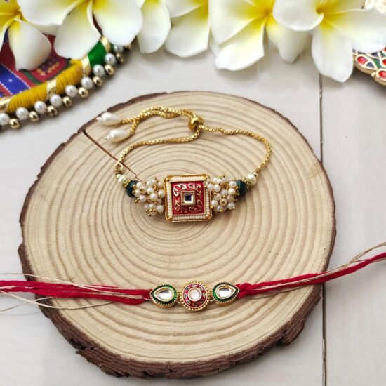Traditional Enamel Bhaiya Bhabhi Rakhi Set