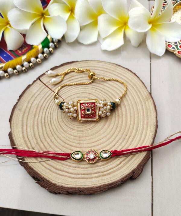 Traditional Enamel Bhaiya Bhabhi Rakhi Set