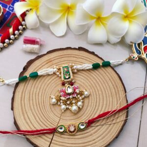 Grand Floral & Enamel Bhaiya Bhabhi Rakhi Set