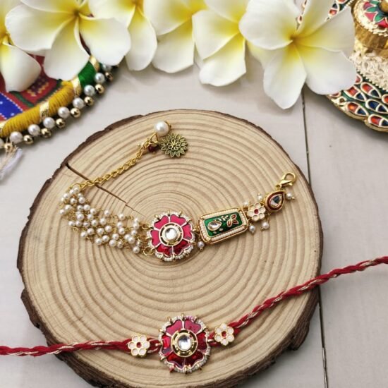 Royal Red & Green Bhaiya Bhabhi Rakhi Set