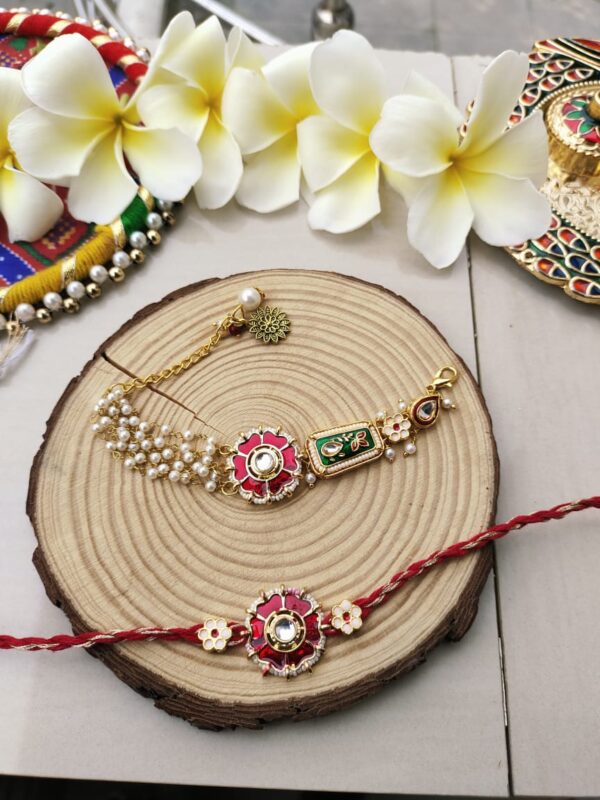 Royal Red & Green Bhaiya Bhabhi Rakhi Set