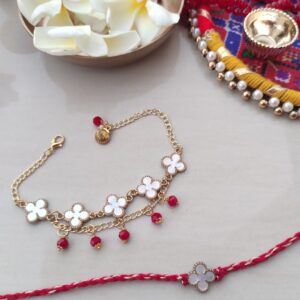 Elegant Floral Bhaiya Bhabhi Rakhi Set
