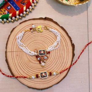 Royal Lotus & Enamel Bhaiya Bhabhi Rakhi Set
