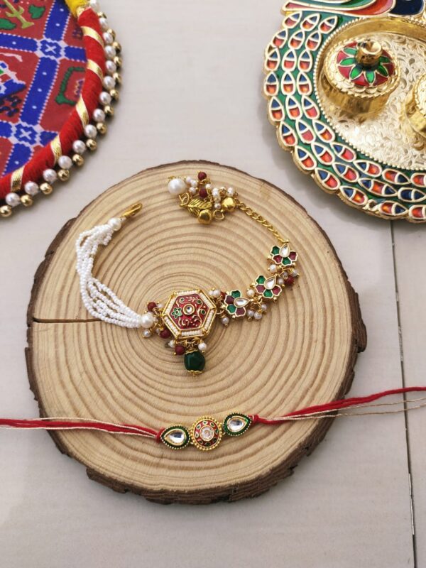 Regal Enamel Bhaiya Bhabhi Rakhi Set - Image 2