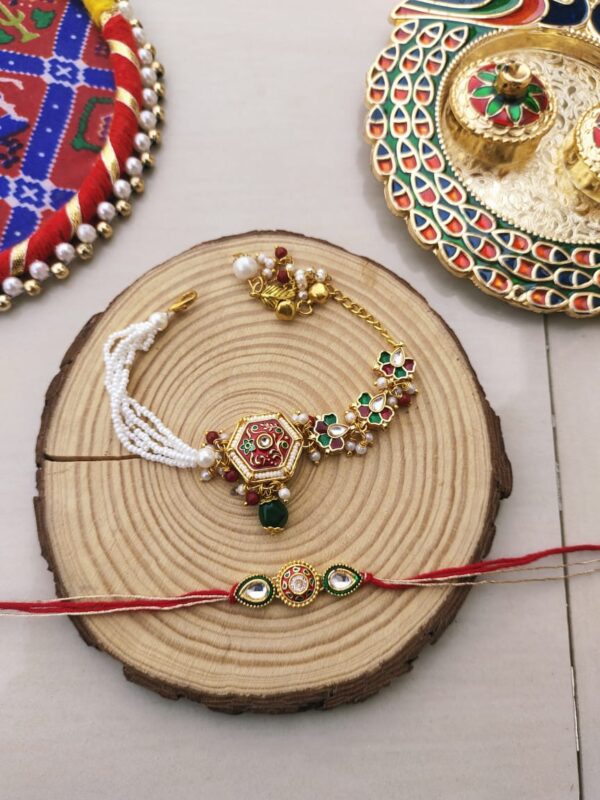 Regal Enamel Bhaiya Bhabhi Rakhi Set - Image 3